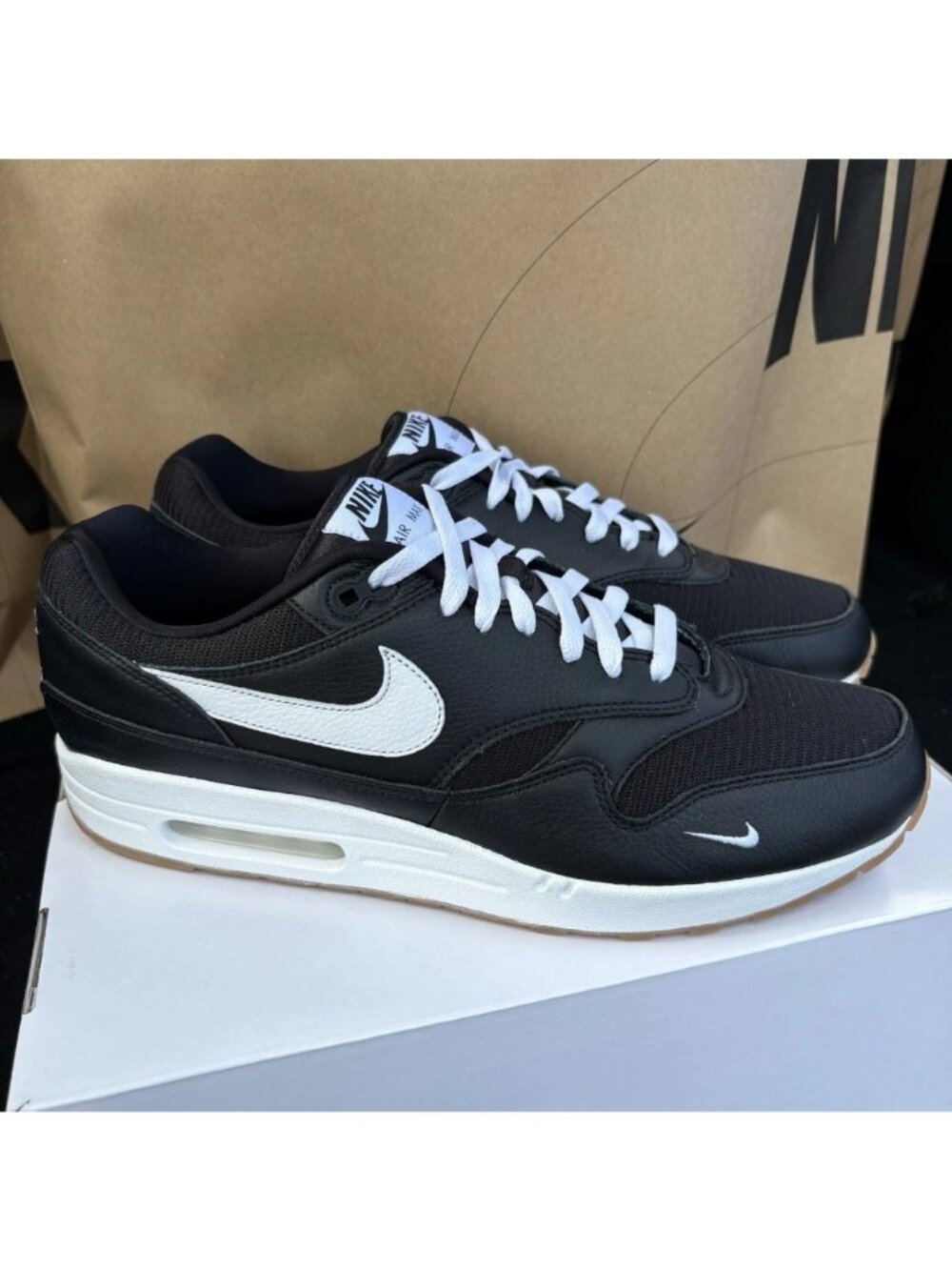 NEW Nike By You Air Max 1 Black White Gum HQ3714-900 Men's Size 13